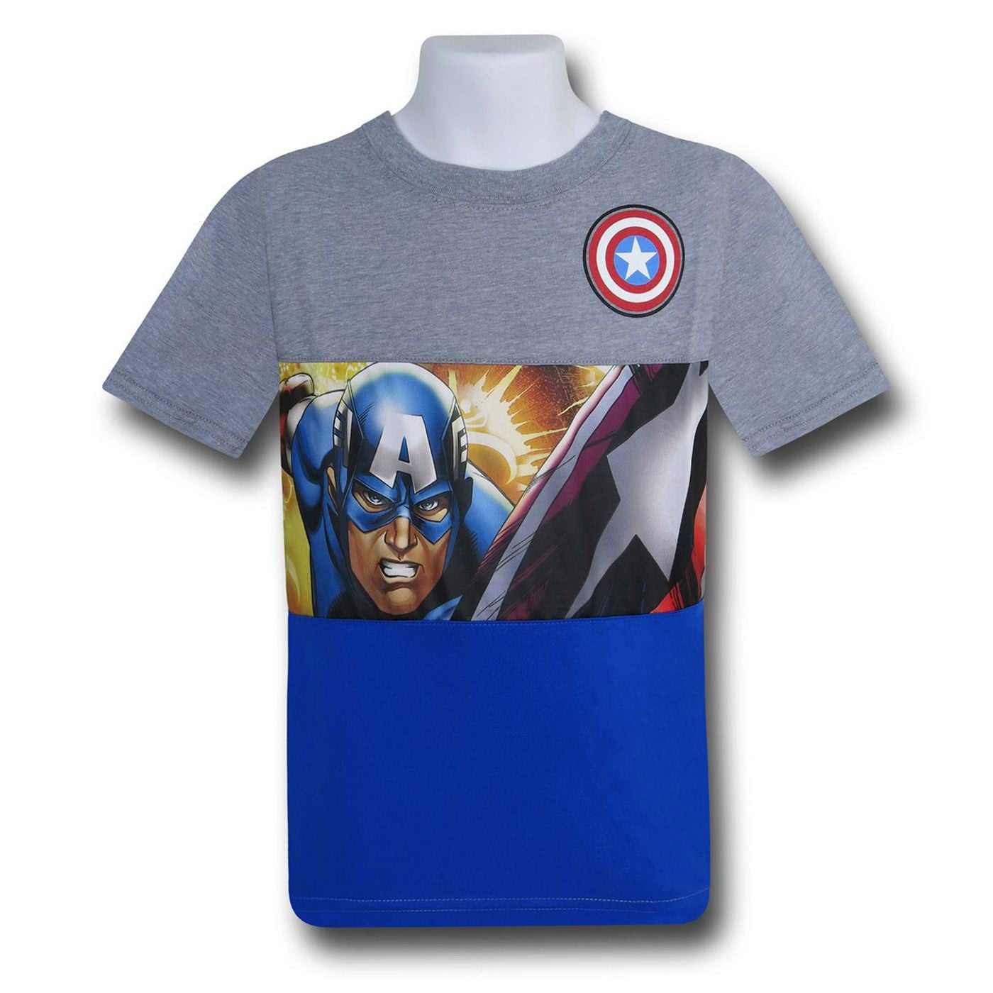 Shield Logo S-XL Cobalt Marvel Comics Captain America Herren T-Shirt 