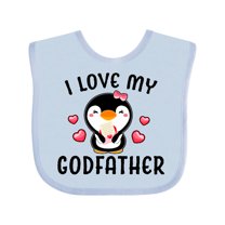 Inktastic I Love My Godfather with Cute Penguin and Hearts Girls Baby Bib