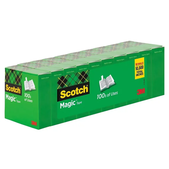 Scotch Magic Tape Value Pack 3/4" x 1000" 1" Core Clear 10/Pack 810P10K