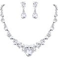 thumbnail image 1 of Mujer Sets de Joyería Cristal Austríaco Elegante Boda Lágrima Flor Collar Arete para Novia, 1 of 4