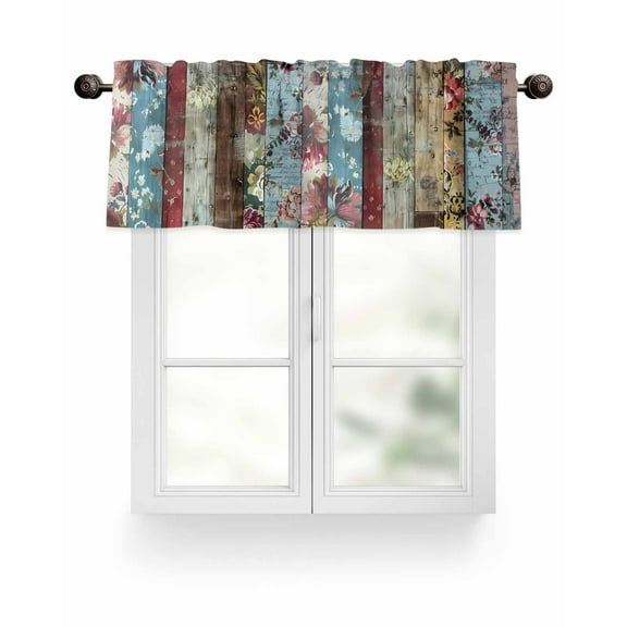 Valances for Windows Valance Rod Pocket Light Filtering Short Window Treatments Curtains for Kitchen Bathroom Living Room Bedroom, 1 Panel, 54 x 18 Inch