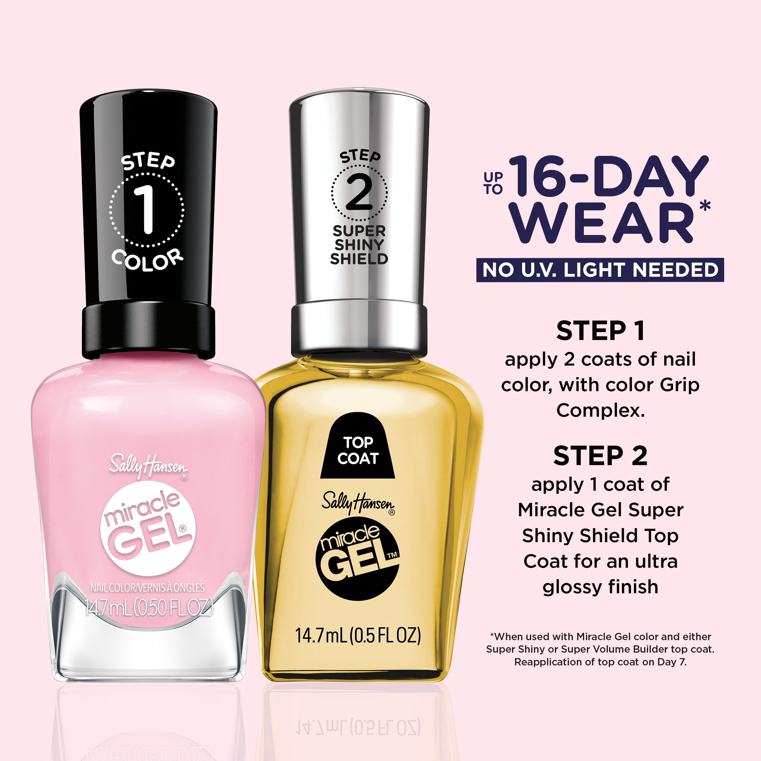 Sally Hansen Miracle Gel Supercharged Pinks Nail Polish, Salon-Quality Gel-Like Polish, Long-Lasting, Chip-Resistant, Blush Crush 0.5 fl oz