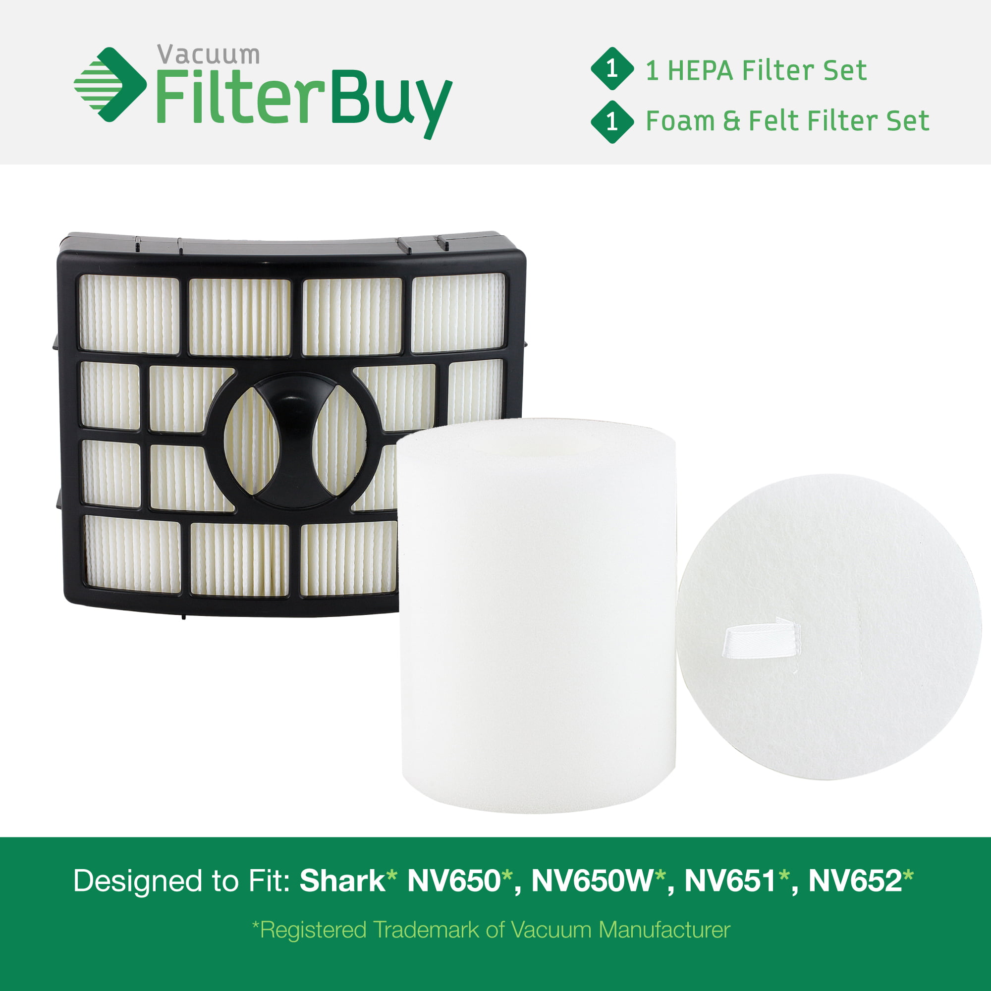 Foam & Felt Filters for Shark Rotator NV650 NV650W NV651 NV652 Vacuum Kit HEPA 