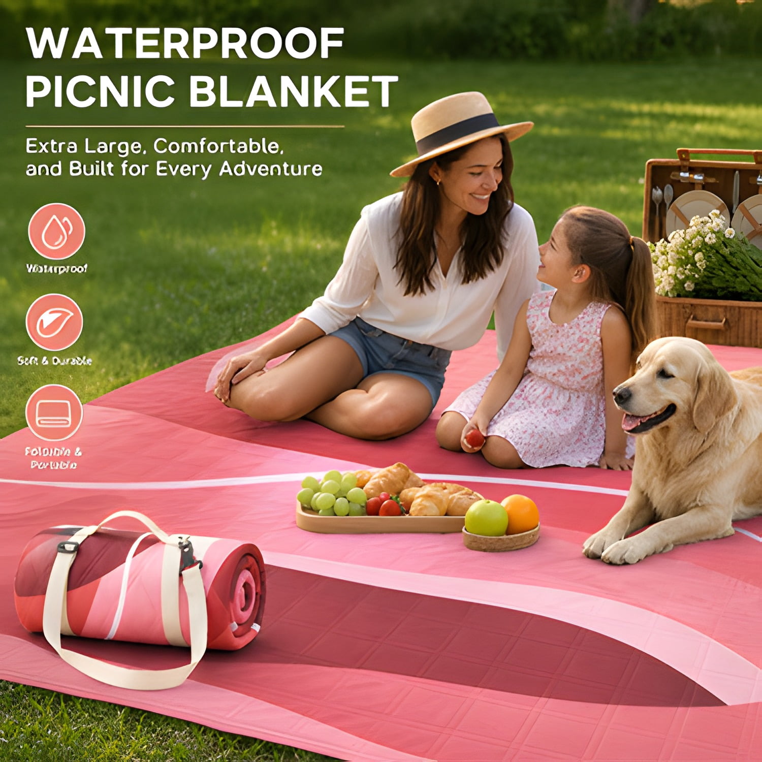 Waterproof Picnic Blanket Outdoor Camping Beach Mat Extra Large Foldable Car Essential Roadtrip Gadget Rv Accessories Glamping Tent Gear Must Haves Hiking Stuff Backpacking Necessities Gift