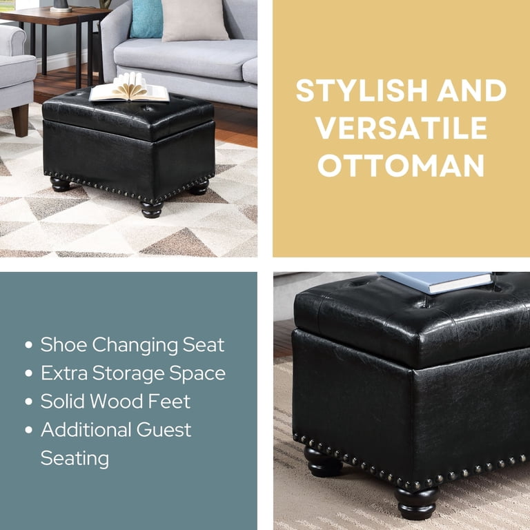 Convenience Concepts 5th Avenue Storage Ottoman, Faux Leather photo 4