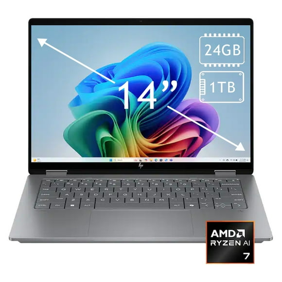 Laptop Hp OmniBook X 14" Touch 2 en 1 Ryzen AI7 24GB 1TB Plata