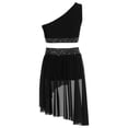 thumbnail image 3 of iiniim Girls Lyrical Dance Shiny Rhinestones Crop Top with Skirted Leotard 2-Piece Ballet Dance Outfits Black 10, 3 of 7