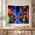 thumbnail image 5 of Neon Lantern Alley Among Lush Green Vines, Dreamy Digital Art for Gamers, Urban Night Decor, Housewarming Gift, Tapestry Wall Hanging for Studio and Gaming Room, 5 of 7