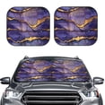 thumbnail image 2 of Multi-Size 2pce Car Front Glass Visor Collapsible Sunscreen No Odor Comfortable For Most Cars Suv Trucks Purple Gold Marble, 2 of 7