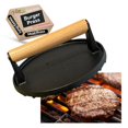 thumbnail image 1 of Evelots Presse à Burger en Fonte, Presse à Burger Pré-Assaisonnée Robuste pour Grill, Presse Lestée pour Viande, Fromage Grillé, Panini, Cuisson Uniforme, Poignée en Bois Ronde, 1 of 1