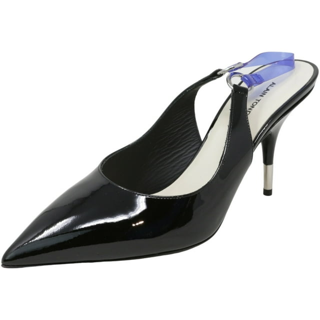 Alain Tondowski Chaussures à Bride Arrière pour Femmes Vit. Noir Doux / Bleu Électrique Hauteur Cheville - 7.5M