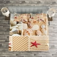thumbnail image 3 of Ambesonne Tropical Quilted Bedspread Set 3 Pcs, Seashells Starfishes, King Size, Multicolor, 3 of 3
