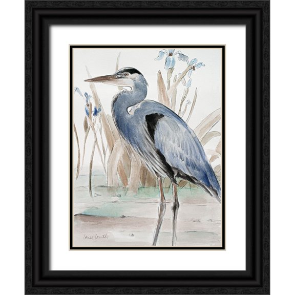 Loreth, Lanie 12x14 Black Ornate Wood Framed with Double Matting Museum Art Print Titled - Neutral Heron