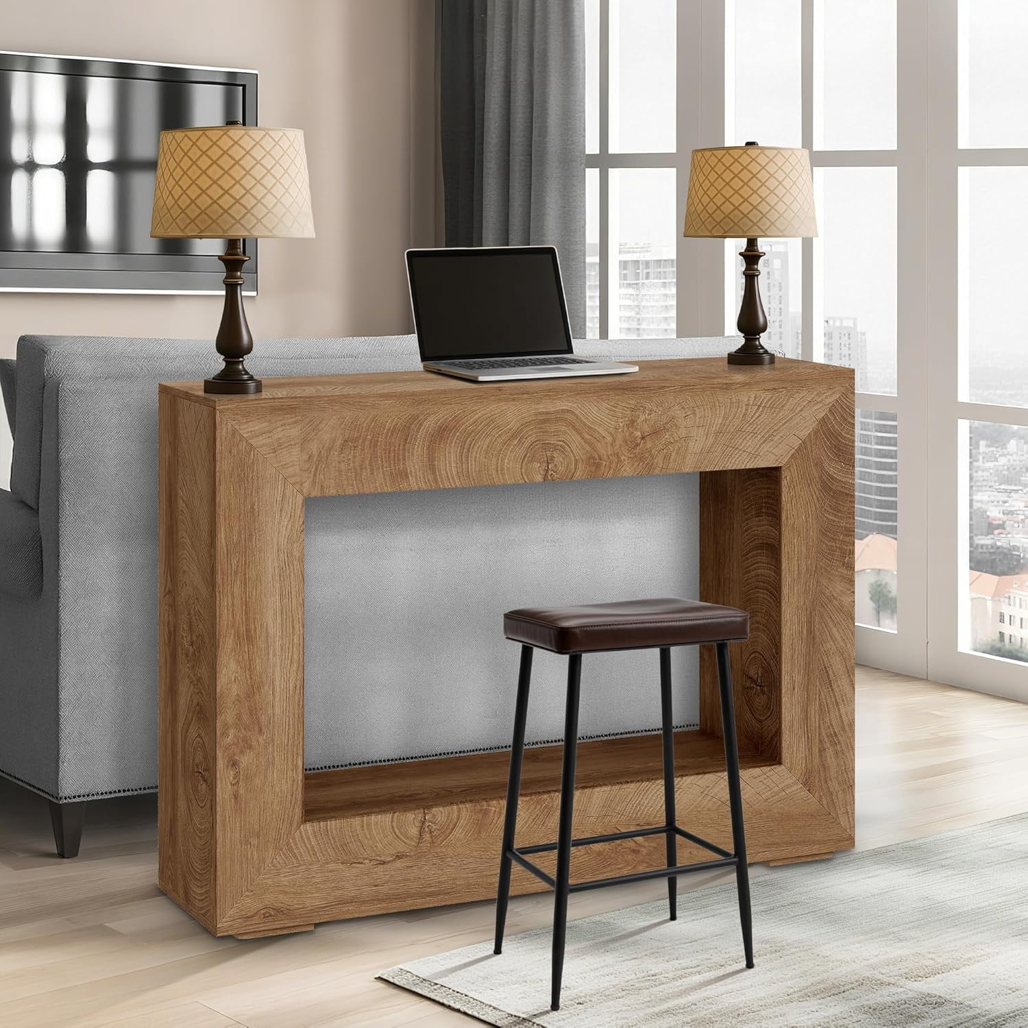 47 Inch Long Console Table for Entryway, Farmhouse Narrow Sofa Table Behind The Couch with Storage for Hallway, Living Room, Foyer, Entrance