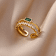 thumbnail image 2 of Gold Color Stainless Steel Ring for Women Colorful Cubic Zircon Heart Opening Adjustable Ring Fashion Jewelry Wedding Gift, 2 of 5