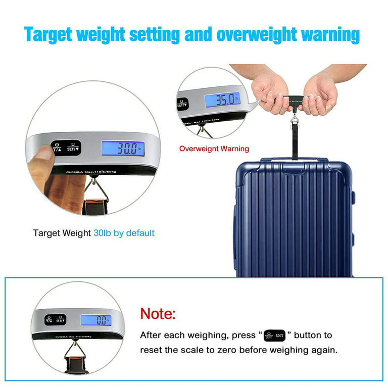 Luggage Scale, Portable Digital Hanging Baggage Scale For Travel, Suitcase  Weight Scale , 50kgsilver
