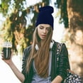 thumbnail image 2 of Ensemble de 3 Bonnets Longs Simples à Revers Skullies pour Hommes et Femmes (Bleu Marine), 2 of 2