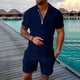 thumbnail image 1 of WILLBEST Traje Corto para Hombre, Dos Trajes para Hombre, Camisa y Pantalones Cortos de Color Liso con Cremallera En La Parte Superior., 1 of 4