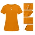 thumbnail image 4 of Scrubs Set for Women Medical Nurse Uniform Suit Stretch Classic V-Neck Top & Jogger Pants with Multi Pocket, Orange XL, 4 of 9
