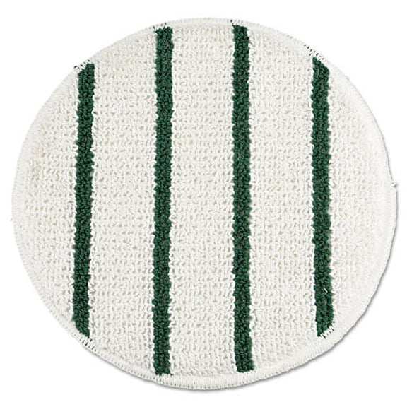 Low Profile Scrub-Strip Carpet Bonnet, 19" Diameter, White/green | Bundle of 2 Each