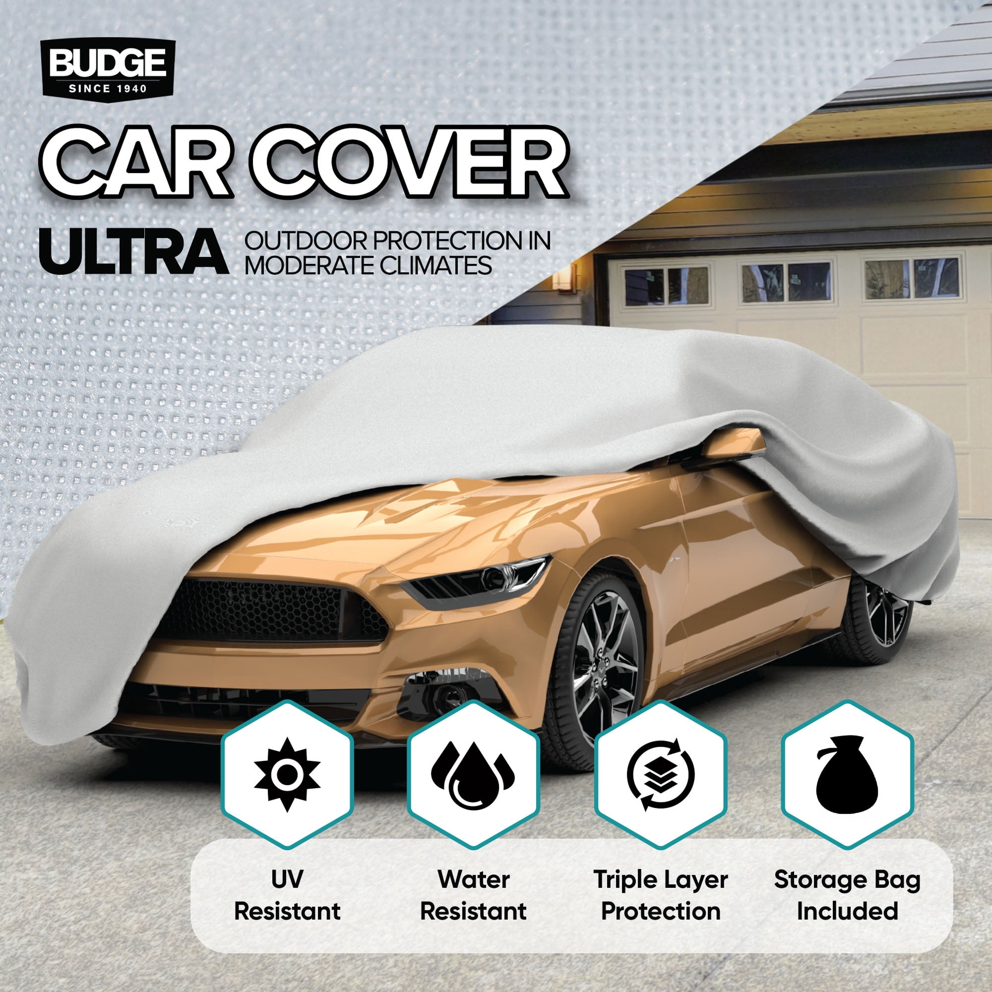 (2 pack) Budge Ultra Car Cover, Breathable, UV & Water-Resistant Car Protection, Size 2 for Small Vehicles