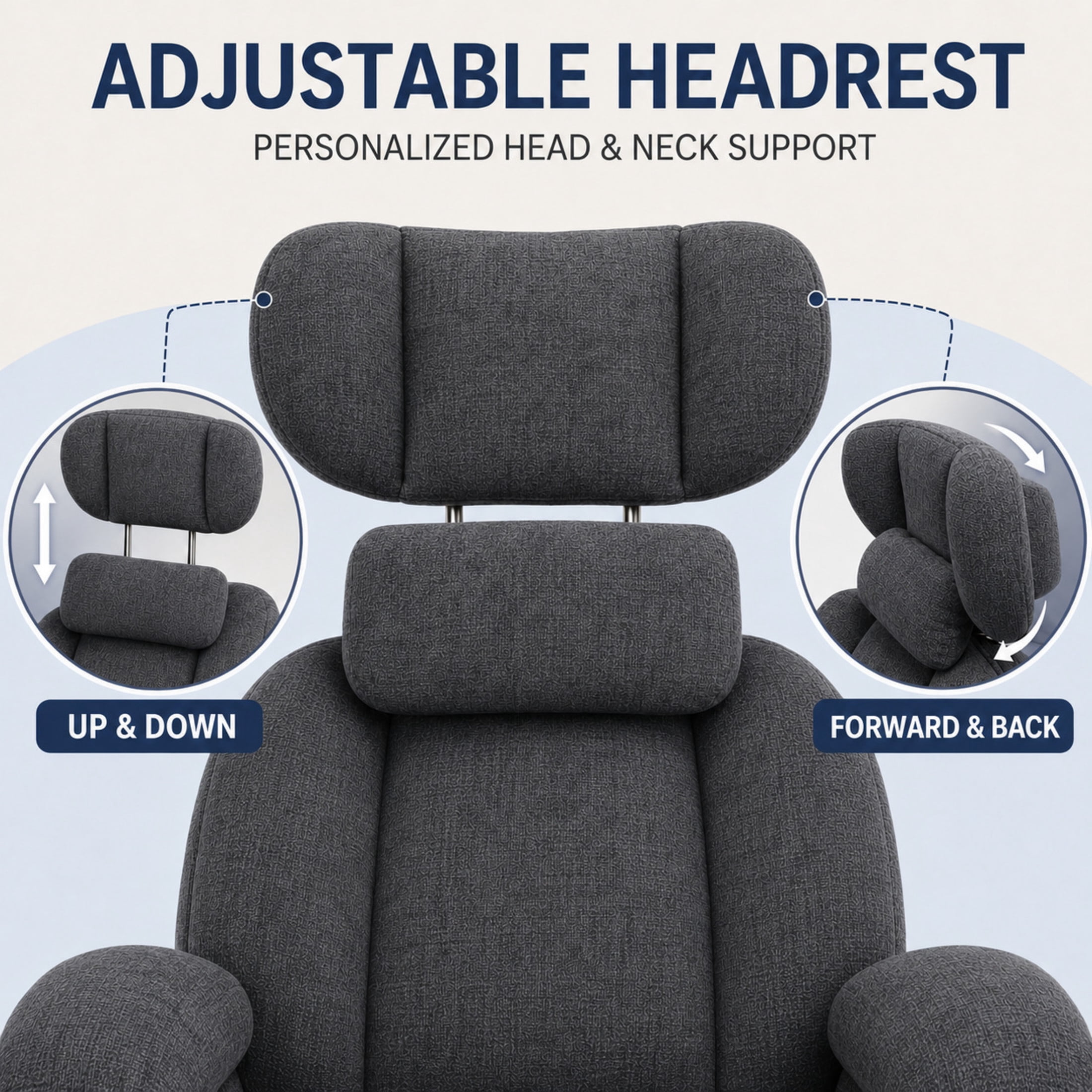 GDF Studio Turden 360° Swivel Manual Rocking Recliner with Detachable Neck Pillow, Versatile Lounge Chair, Dark Gray