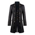 thumbnail image 2 of safuny Men's Medieval Long Sleeve Victorian Frock Coat Button Up Stand Collar Midi Cardigans Casual Retro Clothes Workout Fashion Gothic Jackets Costume Black L, 2 of 9