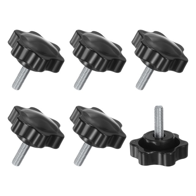 Uxcell 6-Pack Perillas de Sujeción en Estrella, Tornillos de Apriete Manual M6x16mm Mango 38mm