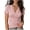 Pink02, variant on Karymi Womens Tops Solid Wrap Cross V Neck Ruched Short Sleeve T-Shirt, Slim Fitted Twisted Surplice Pullover Top, Stretch Casual Tee Womens Workout Tops
