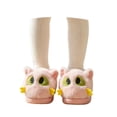 thumbnail image 3 of Kids Cat Plush Slippers, Winter Warm Cartoon Slip On House Slippers, Thick Non Slip Sole Indoor Bedroom Slippers for Girls Boys 5-13 Years, 3 of 8