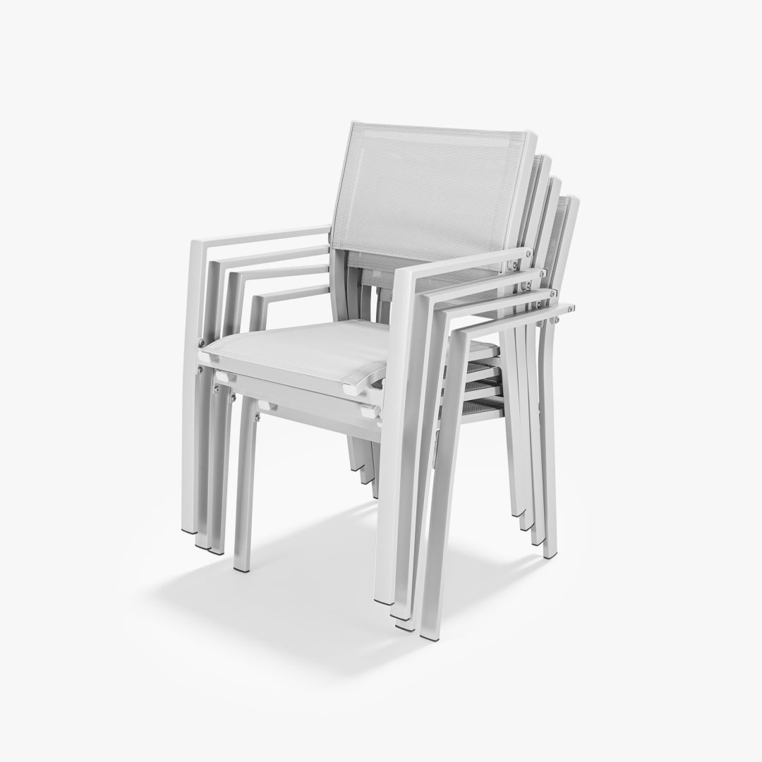 2-Piece Patio Stackable Dining Chairs with Textilene, Warm Gray