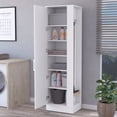 thumbnail image 2 of White 2-Door 6-Shelf Tall Storage Cabinet | Provide Space for Cleaning Goods and Brooms | Built with MDF | Adapt to Slim Spaces, 2 of 3