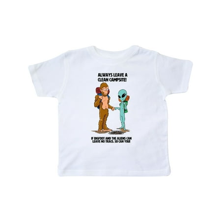 

Inktastic Always Leave a Clean Campsite with Bigfoot and Alien Gift Toddler Boy or Toddler Girl T-Shirt