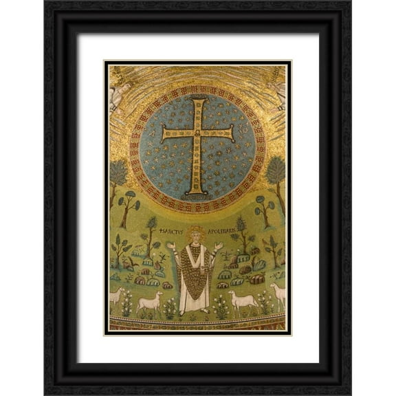 Kaveney, Wendy 23x32 Black Ornate Wood Framed with Double Matting Museum Art Print Titled - Italy, Ravenna Church of St Apollinare Mosaic