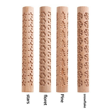 

BCLONG 4pcs Embossed Rolling Pins for Baking Cookies Embossing Rolling Pin