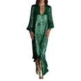 thumbnail image 2 of Bixock Long Sleeve Wedding Guest Maxi Dresses for Women Side Slit Sequin V Neck Loose High Waist A Line Long Dress Vacation Party Formal Evening Gown Dress, 2 of 6