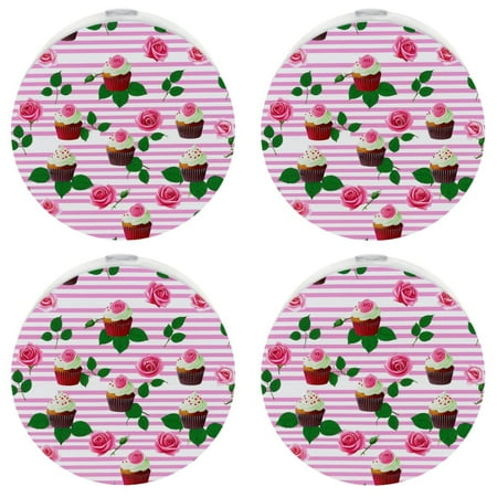 

Automatic Night Lights Plug into Wall for Kids & Adults Pink Floral Cupcakes Dusk to Dawn Sensor Nightlights for Room Bedroom Bathroom Hallway Kitchen