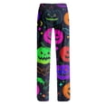 thumbnail image 5 of Womens Pj Pants Halloween Pumpkin Print Wide Leg Lounge Pants Elastic Waist Pjs, 5 of 6