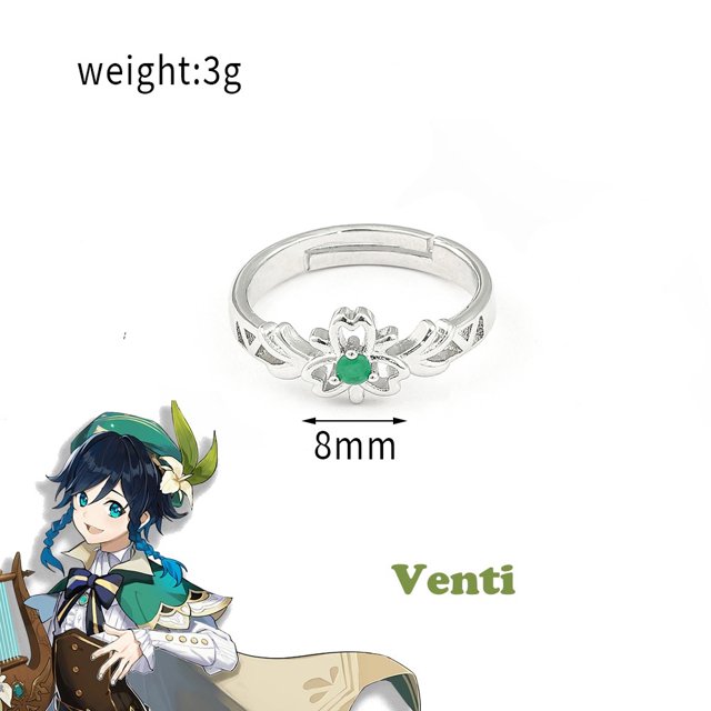 Game Genshin Impact Ring Cosplay Diluc Albedo Ganyu Xiao Characters Adjustable Rings For Men Open Ring Women Jewelry Accessory Venti resizable