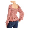 thumbnail image 2 of AQUA Womens Red Paisley Long Sleeve Square Neck Top S, 2 of 2
