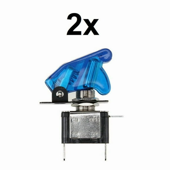 2x SPST Blue LED Light Metal Tip Toggle Switch 12V 20A On/Off Car/Boat/Auto