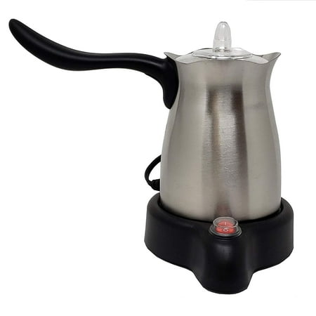 Coffee Maker 3 Warmers 2 in 1 Turkish Coffee Maker & Milk Warmer Stainless Steel Heat Element 600W 4 Cup Capacity Auto Shut Off Cool Touch Handle Cordless Base ()