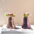 thumbnail image 3 of Colgante de campana de discoteca, bonito adorno de campana navideña retro a la moda con reflejo de espejo, para árbol de Navidad, color morado y oro rosa, 3 of 5