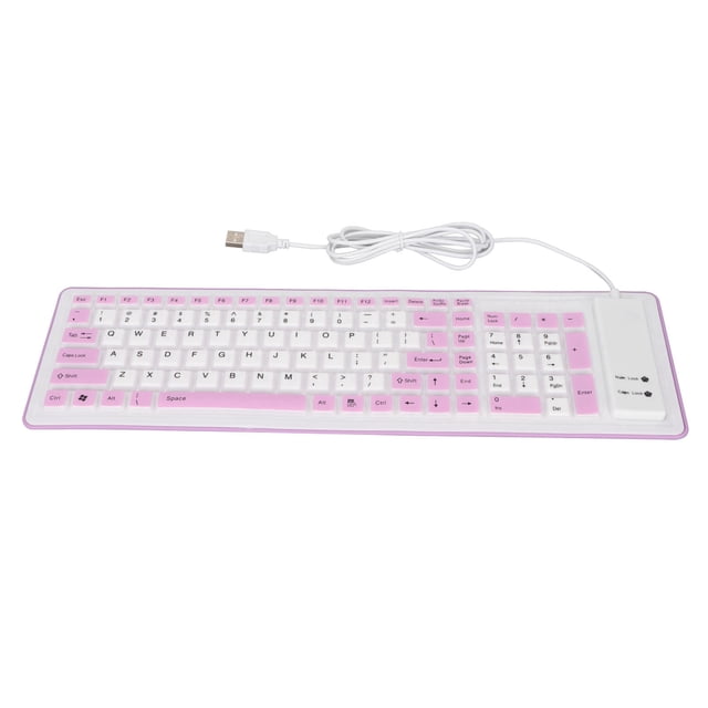 BRILLAR Teclado de silicona plegable 103 teclas USB con cable de silicona plegable impermeable silencioso teclado plegable para PC portátil púrpura