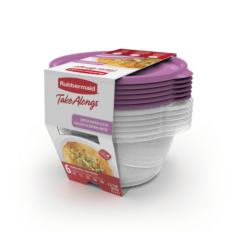 Rubbermaid TakeAlongs 6.2-Cup Round Food Storage Containers,  Special-Edition Orchid Purple, 6-Pack 