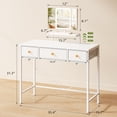 thumbnail image 2 of HIGDBFE Small Makeup Vanity Desk with Lighted Mirror, 3 Fabric Drawers and Height-Adjustable Stand, White Vanity for Bedroom and Small Spaces,35.4" W, 2 of 8