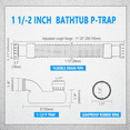 thumbnail image 4 of 2X Low Profile 1 1/2 P Trap Flexible Bathtub Shower Drain Pipe Flat P Trap Free Standing Tub Drain, 4 of 7