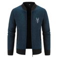 thumbnail image 2 of Tiweut Casual Mens Sweaters Male Fall and Winter Zip Stand Collar Long Sleeve Outdoor Knitted Wool Blouses Navy,4XL, 2 of 4