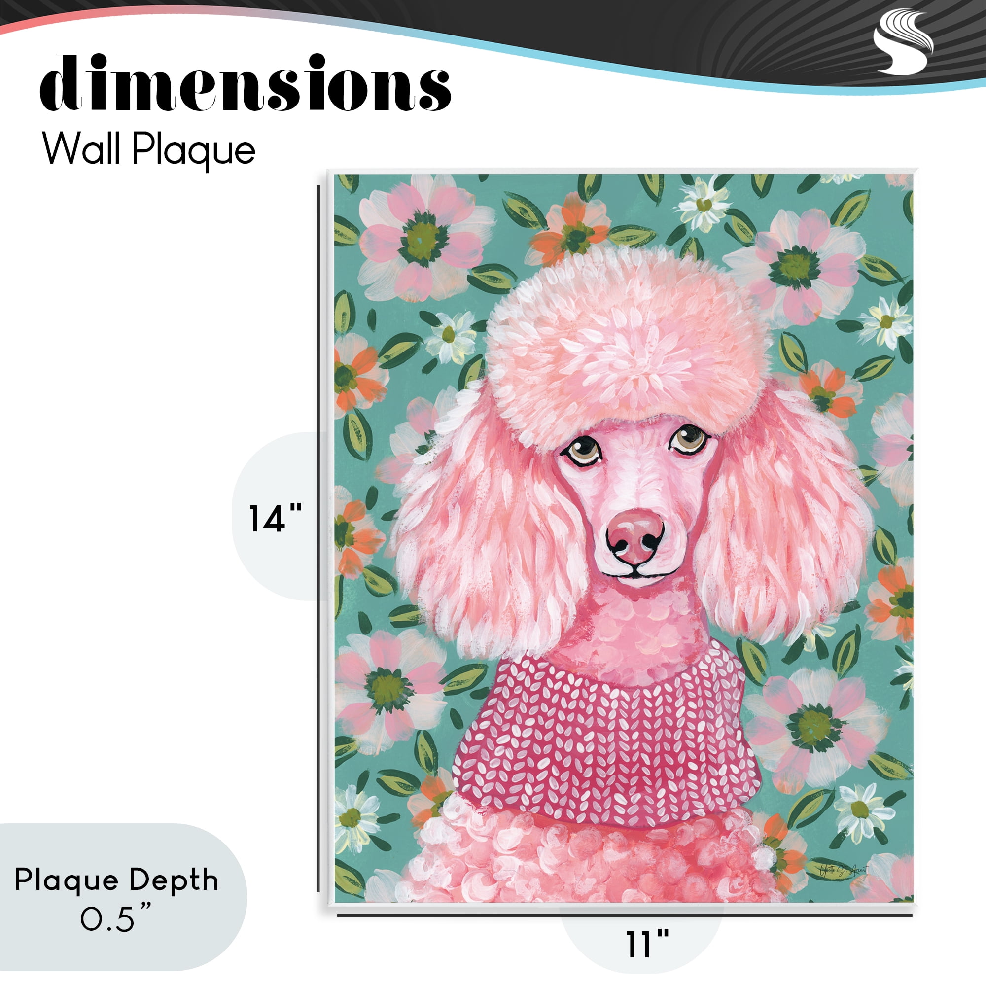 Stupell Industries Floral Poodle In Pink Wall Plaque Art, design by Yvette St. Amant