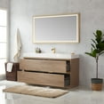 thumbnail image 4 of Huesca 60" Single Sink Bathroom Vanity Natural Oak Wood White Top With Mirror, 4 of 11